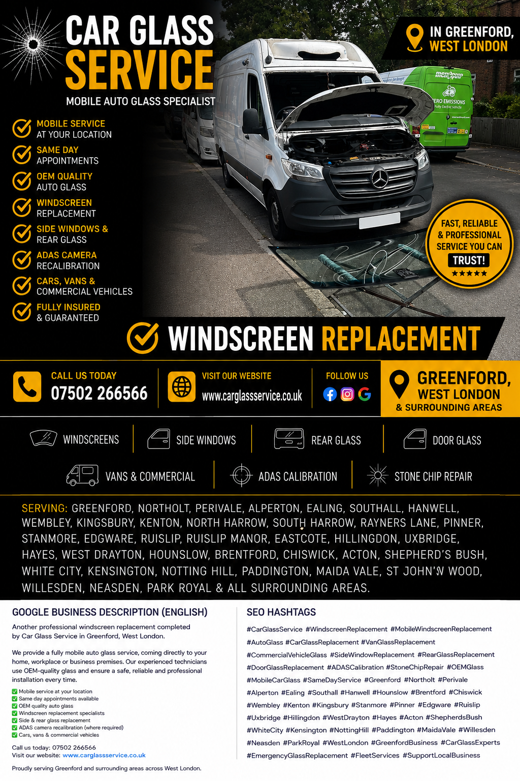 Van Glass Replacement Uxbridge for Fast Safe Fitting