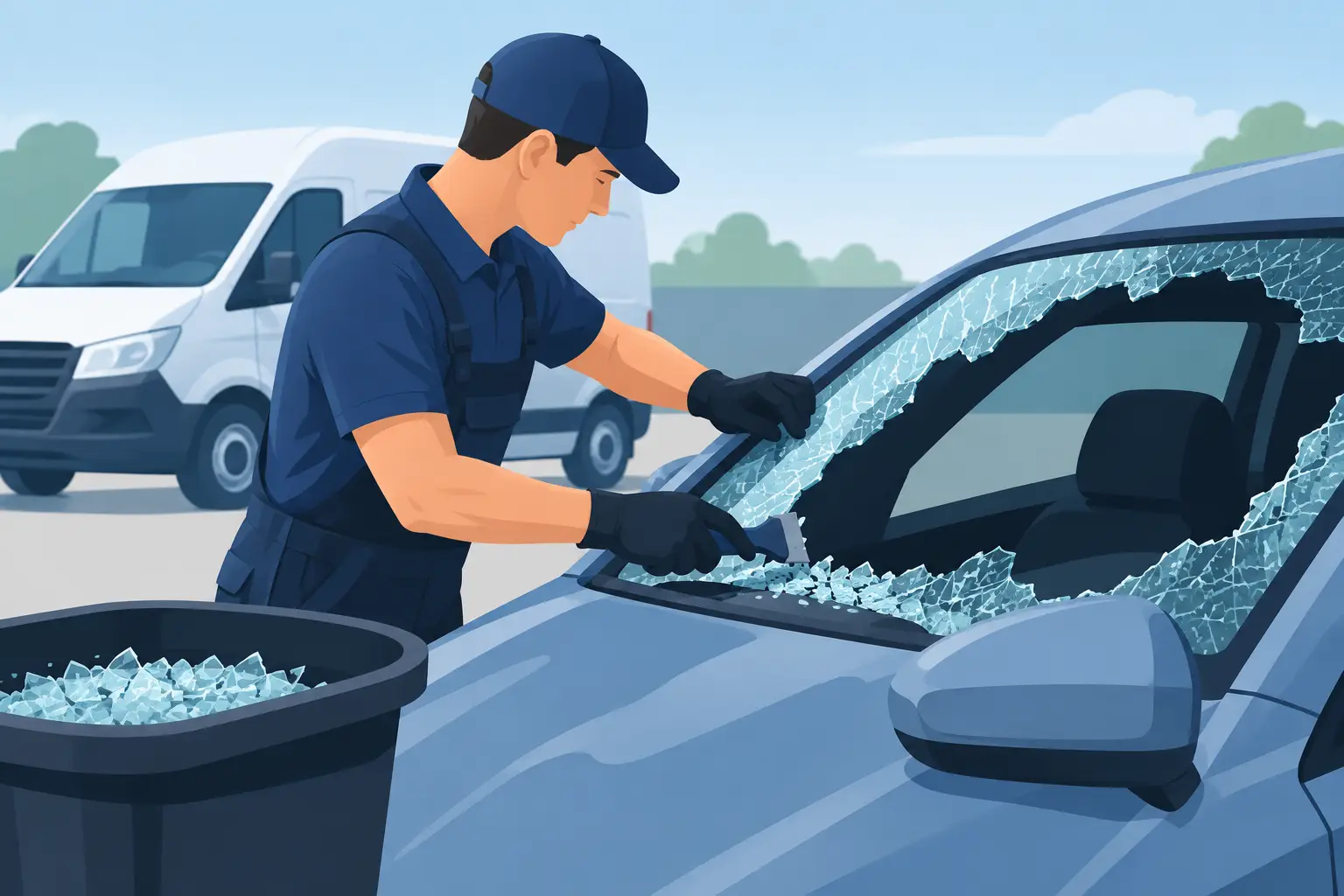 Shattered Glass Removal for Cars and Vans